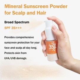 IONSGAKO Mineral Sunscreen Powder SPF 35 Setting Powder for Scalp, Hair, Face - Breathable Translucent Scalp Sunscreen Broad Spectrum UV Protection Cruelty-Free Formula 0.71oz