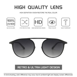 Richmode Small sunglasses for petite face men women teenager sunglasses classic retro round metal sunglasses fashion UV protection black eyewear