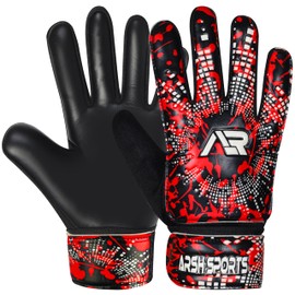 Arsh Sports Soccer Goalie Gloves,Football Goalkeeper Gloves for Kids Boys Youth Children Double Wrist Protection Along 4mm Super Grip Palm (Red, Size 6 Suitable for 13-15 Years)