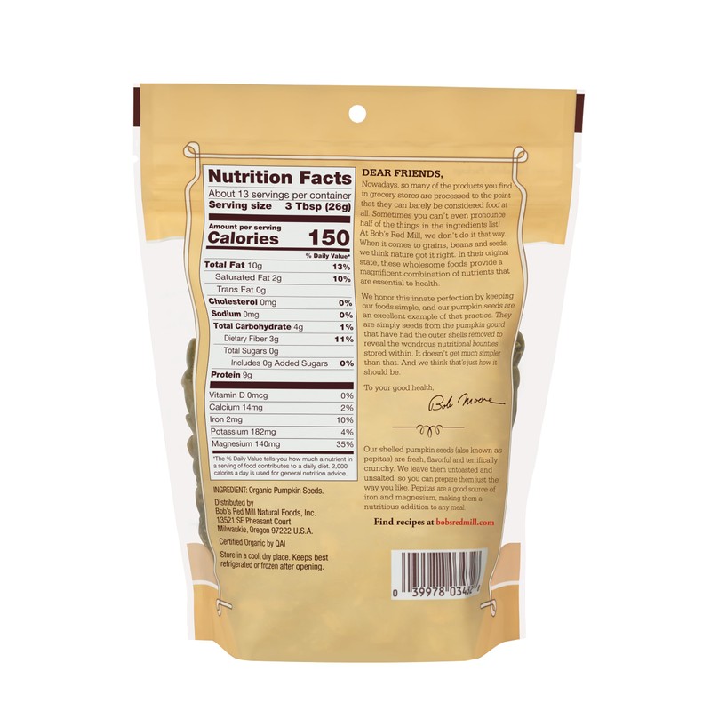 Bob's Red Mill Organic Pumpkin Seeds, 12oz (Pack of 4)