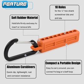 Saipor 3PCS 10 Holes Screwdriver Bit Holder Storage Organizer, 1/4" Hex Bit Holders Organizer with Carabiner Clips, Keychain Screw Bit Holder Storage Box