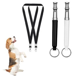 Uzndq Pack of 2 Dog Whistles, High Frequency Silent, Dog Whistle, High Frequency, Adjustable Barking, Ultrasonic Recall Dog Whistles (Black and White) (Free Lanyard)