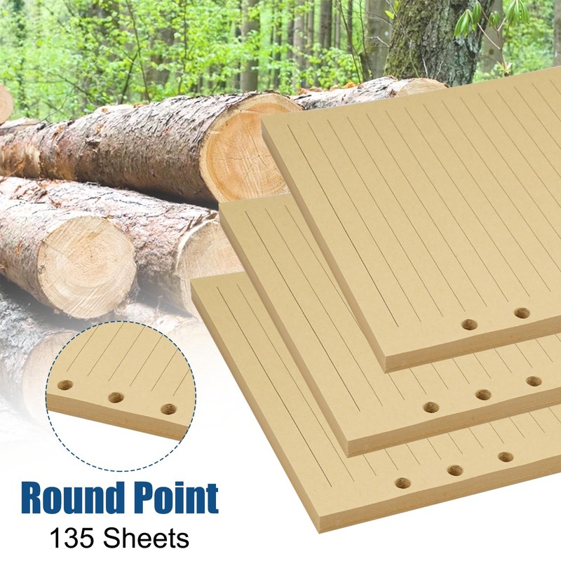 3 Packs A5 Refill Paper Lined, 135 Sheets 6 Holes