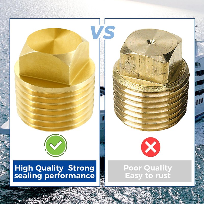 5Pcs Brass Boat Drain Plug, 1/2” NPT Boat Drain Plug,