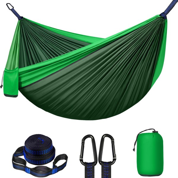 Double Camping Hammock, Two Person Hammocks with 2 Tree Straps(16+2