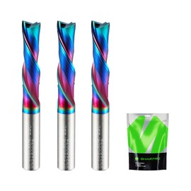 SHARPRO Downcut Spiral Router Bits 1/4 Inch Shank 1/4 Inch Cutting Dia. Solid Carbide Down Cut CNC Bits with Smooth Quark Coating, Ideal for Wood and Metal Cutting, Engraving (3PCS)