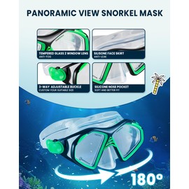 OutdoorMaster x U.S. Divers Admiral Snorkel Mask Adult, Dry Top Snorkel Set with Goggles Anti-Fog Snorkeling Gear for Adults Diving Mask for Travel Use