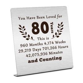 Birthday Desk Decorative Signs 80th Birthday Gifts for Women Men 80th Anniversary Presents Idea for Wife Plaque Sign Desk Decor for Home Office Turning 80 Gifts for Grandma 80 Years Old Gifts