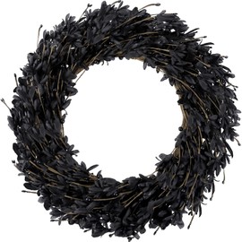 Ureymx 20'' Artificial Forsythia Wreath Spring Summer Fall Winter Wreaths for Front Door with Berries Silk Leaves Wreath for Porch Farmhouse Patio Garden Wall Window Indoor Outdoor Home Decor (Black)