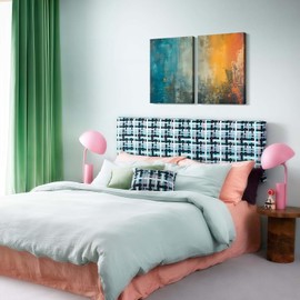 2 Framed Canvas Abstract Art Blue Orange Wall Decor Paintings for Home Bedroom Office Kitchen Wall Decor Modern Abstract Wall Art Paintings Prints24x16 Inch