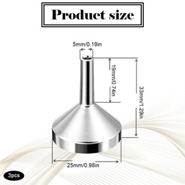 3-Piece Mini Funnel Set ，Silver Aluminum Tiny Funnels for Small Bottles (2.5cm Diameter) for Easy Filling