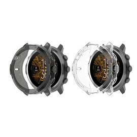 Feysentoe Pack of 2 TPU Cases Compatible with Suunto 7 Protective Case (Black + Transparent)