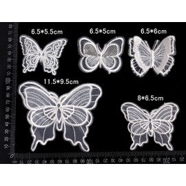 sempiterno 12pcs Lace Fabric Embroidery Flowers Butterfly Pattern Sewing DIY Clothes Crafts Decoration Patch Applique Motif Bag Shoes Hat Decoration Accessories (White 12 Pcs/Butterfly)