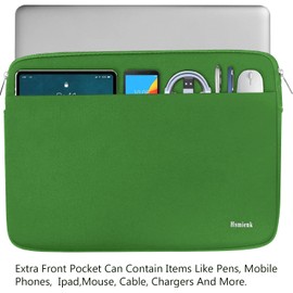 Laptop Sleeve 17 Inch, Shockproof Protective Notebook Case with Accessory Pocket, Briefcase Carrying Bag Compatible with 17-17.3 Inch Laptop, Computer, Notebook, Green