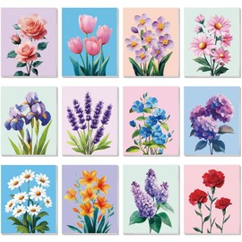 Engrowtic 12 Pcs 8 x 10'' Green Plants Flower Pre Drawn Canvas to Paint Pre Printed Sketched Canvas for Adult Ladies Paint Art Party Favor Board Set for Valentine Craft(Fresh Style)