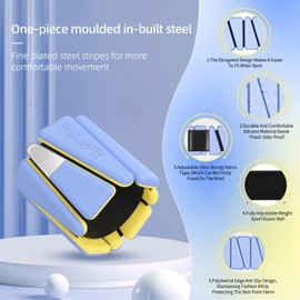 Adjustable Wearable Pilates Wrist & Ankle Weights For Women & Men | Arm & Leg Weights Silicone Wrist Bangles For Home Gym Workout, Travel, Yoga, Barre, Strength Training-Set Of 2 (Blue-Yellow, (1LBS x2))