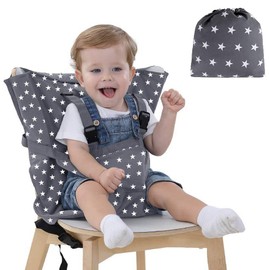 Portable Baby High Safely Seat Harness for Toddler Infant High Chair Fixed and Fallproof Baby Travel Essential High Booster Seat with Adjustable Straps Shoulder Belt Travel High Chair for Toddlers 1-3