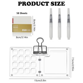15 Grids Palette Travel Watercolor Set, Transparent Miniature Painting Kit Sketchable Travel Pocket Watercolor Palette with Binder Clip, Portable Watercolor Kit for Kid Student Painter Artist