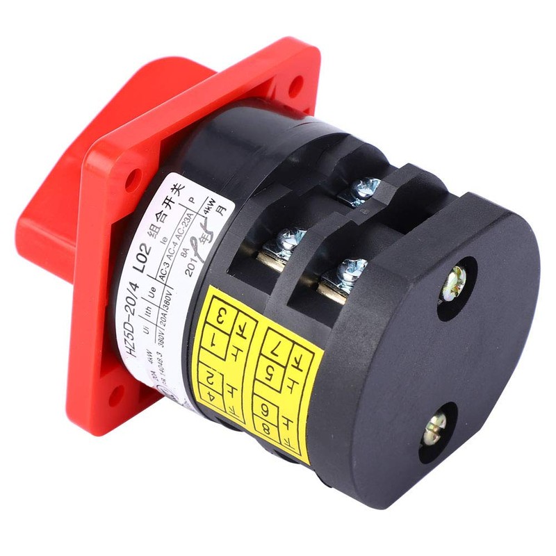 Changeover Switch 20A 380V~4KW HZ5-20/4 L02 6 Terminals Rotary Changeover