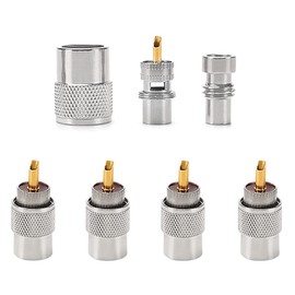 YIXISI UHF/PL-259 Solder Coaxial Connector with Reducer Compatible with CB Amateur Radio Antenna, RF Adapter 50 Ohm PL259 Plug for RG59, RG8, RG8x, LMR-400, RG-213, Pack of 5