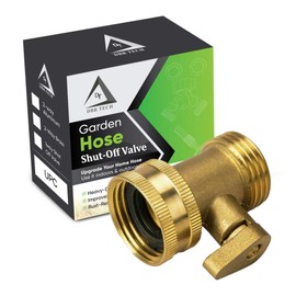 DBR Tech Heavy Duty Brass Shut Off Valve, Garden Connector Attachment with Rubber Washers for Outdoor Lawn and Gardening Hoses, Leak Resistant Threading, 3/4 Inch, All Brass