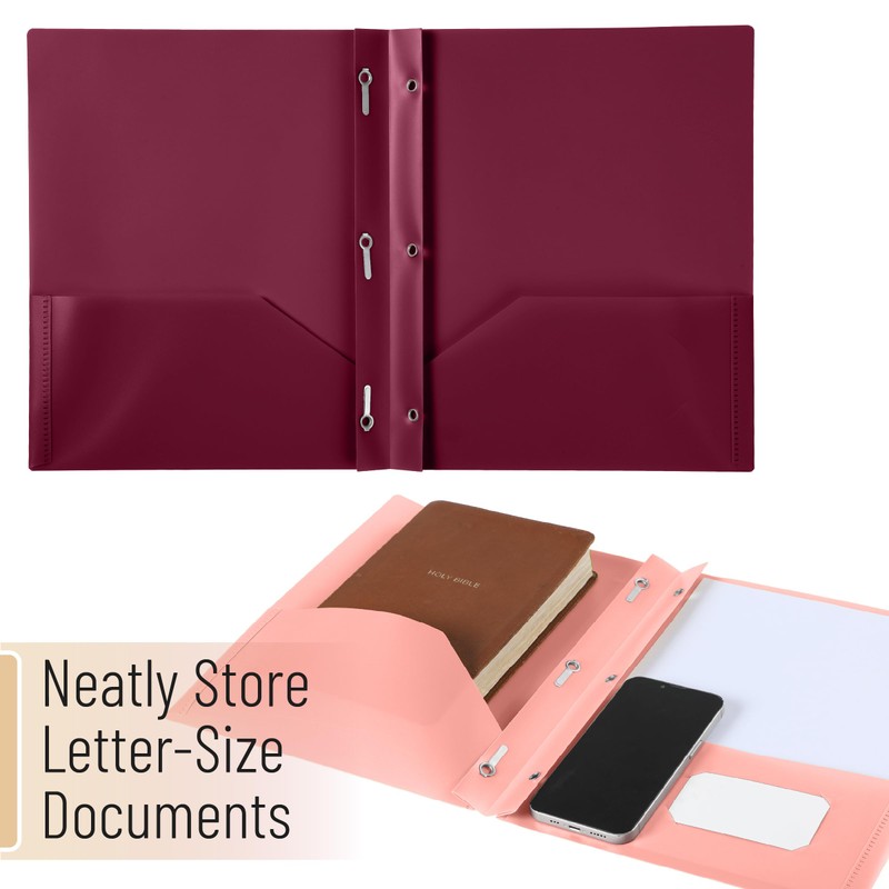 Mr. Pen- Plastic Folders with Pockets and Prongs, 5 Pack,