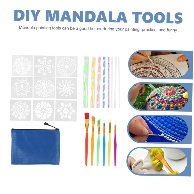 TEHAUX Portable Rocks Painting Kit DIY Dotting Tools Compact Mandala