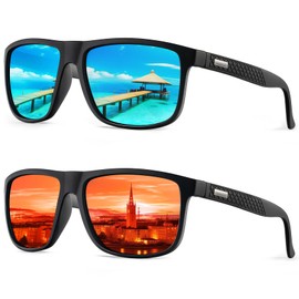 HENGOSEN Polarised Sunglasses Men Sports: Mens Sunglasses Fishing Driving Running Retro Sun Glasses with UV Protection 2 PACK
