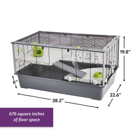 MidWest Homes for Pets Hamster Nation Hamster Home, Jumbo Hamster Cage Measures 38.2L x 22.6W x 15.4H inches and Provides for 676 Sq. inches of Unbroken floorspace, Includes All Accessories