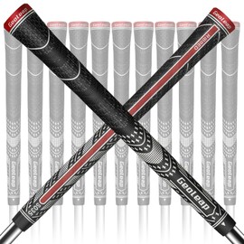 Geoleap ACE-R Golf Grips, 13 Pack Back Rib Improved Controls, Multi-Compound Rubber and Cord Hybrid Golf Club Grips, Standard Size/Mid Size, 7 Color Options (Mid, Black)