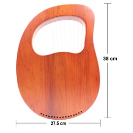 Rayzm Lyre Harp, Solid Wood Mahogany Lyre Musical Instrument, Portable 16 Metal Strings Lye Harp for Adult/Beginners