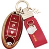Fit for Nissan Key Fob Cover 3 Button, Smart Key Case for Altima Rogue Murano Pathfinder, Keys Shells with Keychain, Car Accessories Bling (RC3A Red)