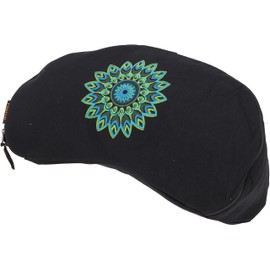 GURU SHOP Yoga Cushion Moon Printed Meditation Cushion with Spelt Filling - Black, 16 x 45 x 20 cm, Meditation Cushion and Seat Cushion