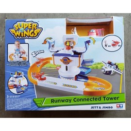 Auldey Super Wings Runway Connected Tower with Jett & Jimbo Vehicle Figures Play Cars
