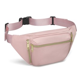 SUIKIHUM Fanny Pack for Men Women, Waterproof Nylon Anti Theft Waist Bag for Travel Hiking Running Sports Belt Bag (Pink)