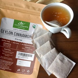 Ceylonflavors Fresh And Pure- Bolsitas de té orgánico de canela de Ceilán | Canela auténtica o de calidad superior de Ceilán, Sri Lanka | 30 bolsitas de té