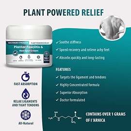 M PAIN MANAGEMENT TECHNOLOGIES- Crema para fascitis plantar y espolón calcáneo de PMT Crema para aliviar los pies. Alta concentración de árnica;