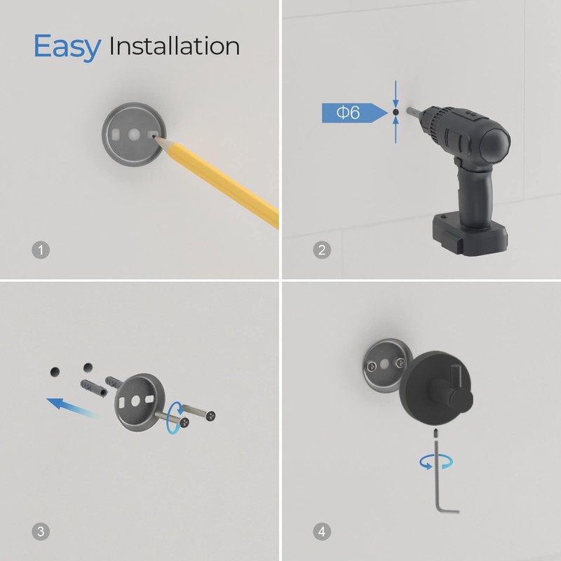 KIBI Circular Bathroom Towel Hook Wall Mounted Robe Hook |