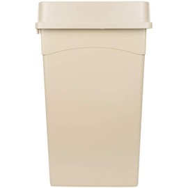 PRO&Family 92 Qt. / 23 Gallon / 87 Liters Beige Rectangular Wall Hugger/Slim Trash Can and Drop Shot Lid Set. Kitchen Garbage Can Office Trash Can Recycle Bin Waste Basket Touchless