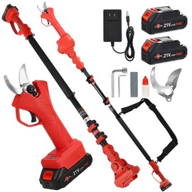 Brushless Electric Pruning Shears Cordless, Pole Pruners for Tree Trimming, Electric Tree pruner Cutter with 2*21V 4000mAH Batteries,15FT Telescoping Rod,1.2 Inch Cutting Diameter, with Replace Blade