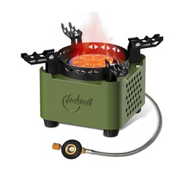 Indwell Camping Stove with Infrared Burner, Single Burner Propane Stove Ultra-Thin Design Adjustable Flame Control Wind-Resistant Portable Gas Cooker for Camping Hiking Outdoor Cooking