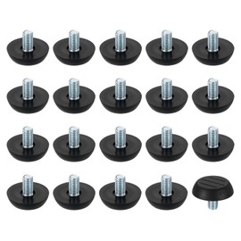 sourcing map 20Pcs M6 Thread Furniture Feet Levelers, 23x10mm Adjustable Leveling Table Feet, Screw on Furniture Glide Leveling for Chair Stool Legs, Black