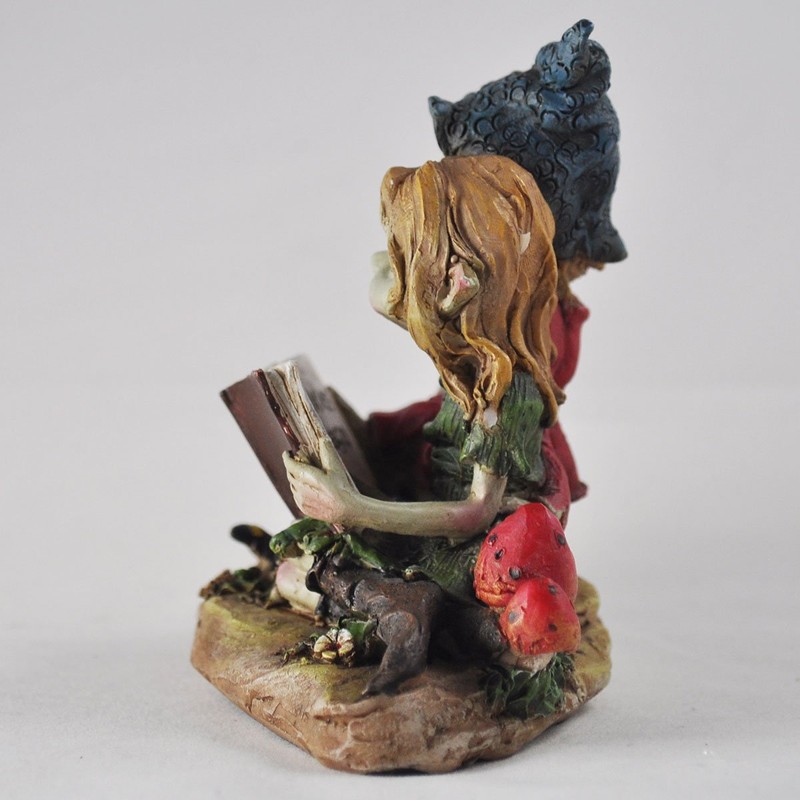Pixie Pärchen Lesen, Skulptur, magisches Geheimnis, hochwertige Gartendekoration, Figuren Elfe