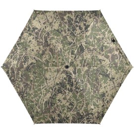 MRMIAN Green Military Camouflage Camo Grunge Folding Umbrella for Rain Sun Travel Mini Lightweight Compact Umbrellas