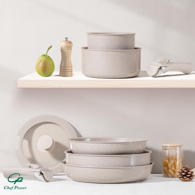 Chef Power Ceramic Nonstick Pots and Pans Set 19 Piece