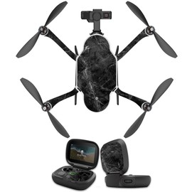 MightySkins Skin Compatible with GoPro Karma Drone Headphones wrap Cover Sticker Skins Black Marble