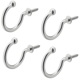 Gedotec Signa Screw Hooks Stainless Steel Wire Hooks Curved Clothes Hooks with Rounded Tip Washing Line Hook Depth: 30 mm Hook Screw Polished Silver Pack of 4 Wall Hooks for Screwing