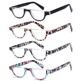 EYEURL Half Frame Reading Glasses for Women-4 Pack Blue Light Glasses Fashion Computer Readers for Women Anti UV Ray Eyeglasses with Spring Hinges,1.5