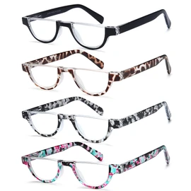 EYEURL Half Frame Reading Glasses for Women-4 Pack Blue Light Glasses Fashion Computer Readers for Women Anti UV Ray Eyeglasses with Spring Hinges,1.5