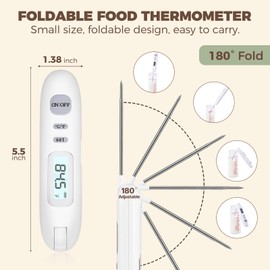 Meat Thermometer Digital - Instant Read Food Thermometer for Cooking Grilling Air Fryer Griddle Probe Kitchen Gadgets Essentials BBQ Grill Smoker Oil Fry Candy Turkey Instant Read Thermometer